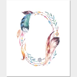 Image: Watercolor, Feather wreath Posters and Art